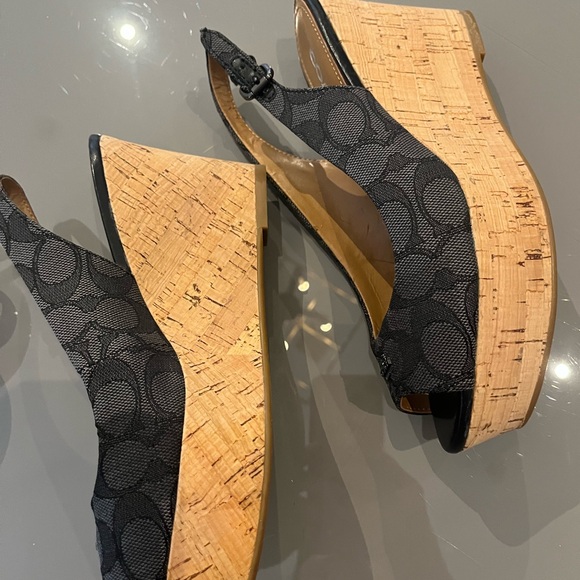 Coach Open Toe Cork Wedges - Picture 2 of 7